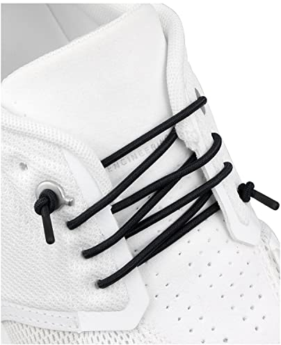 Endoto Schnürsenkel für ON Cloud 5 & 6 Running Schuhe, Ohne Binden Schuhbänder Ersatz Elastische Dehnbare Gummi Rund Laces Shoelaces für On Laufschuhe (Schwarz,22 Zoll)