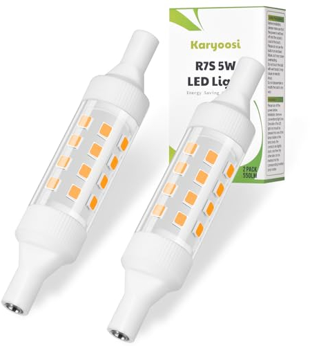 Karyoosi Bombilla R7S LED 78mm 5W 550LM, Equivalente J78 R7S 60W Halógena, Blanca Cálida 3000K, CA 220-240V, No Regulable, 360 Grados, 2 Unidades