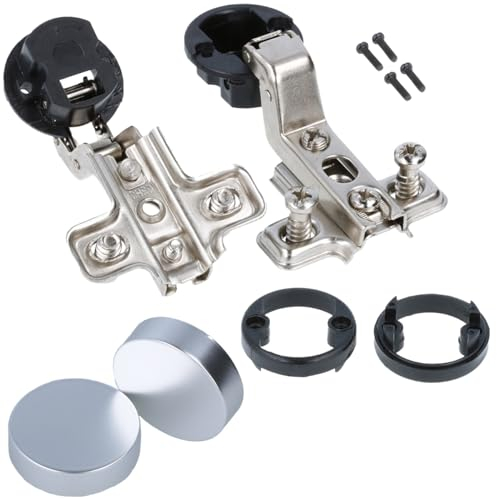 MS Beschläge Charnière pour vitrine en verre chromé mat Diamètre 26 mm Charnière de porte en verre Angle d'ouverture 95° Charnière de meuble (ronde, butée intérieure)
