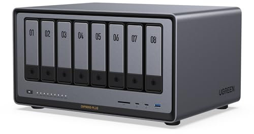 UGREEN NASync DXP8800 Plus, NAS de Escritorio de 8 bahías, CPU Intel i5 1235u de 10 núcleos, 8 GB de RAM DDR5, SSD de 128 GB, 2 Ranuras 10 GbE, 2 Ranuras M.2 NVMe, HDMI 8K, 2 TBT4 (sin Disco)