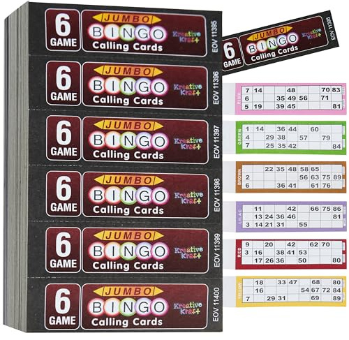 KreativeKraft Bingo Game Set or Accessories for Teens & Adults, Raffle Tickets, Tear Dabbers, Markers, Books, Counters, Fun Family Game Activity Idea (Bingo Books)