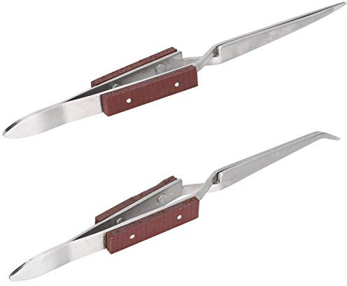 Juego de 2 Pinzas de Soldadura de Precisión con Puntas Curvas Rectas para Hacer Joyas, Herramienta de Manualidades DIY Pinzas de Bloqueo de Acero Inoxidable para Aplicaciones