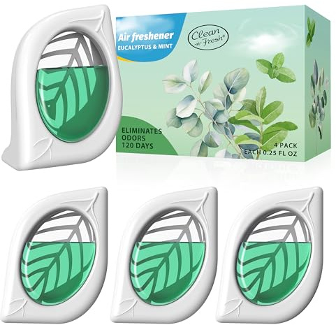 Air Freshener for Home, 4 Pack, Eucalyptus & Mint, Odor Eliminator for Small Area Closets Bathroom Pets Strong Odor, Up to 120 Days