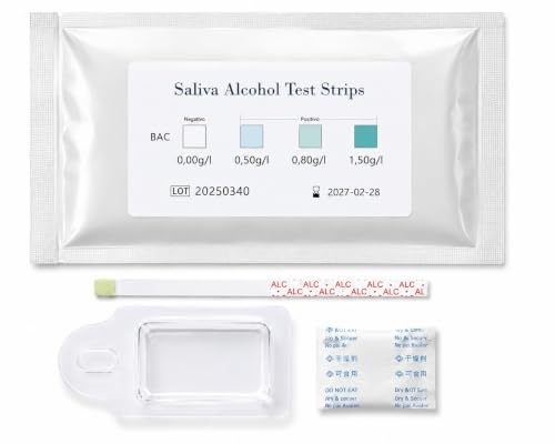 G.V.SHOP® Test Rapido dell'Alcol: strisce usa e getta per screening personale, prevenzione dell'alcol, risultato in 2 minuti, sicure e affidabili, ideali per eventi e guida (10 pezzi)