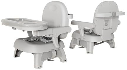 Baby Booster Seat Dining Chair Portable High Chair with Removable Tray Folding Baby Seat Feeding Chair for Indoor Outdoor Grey