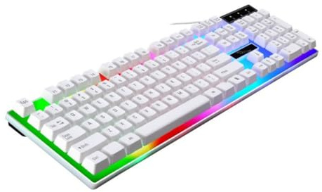 UKCOCO Teclado USB Retroiluminado Teclado para Ordenador y Dispositivos Móviles Diseño Ergonómico y Portátil Accesorio para