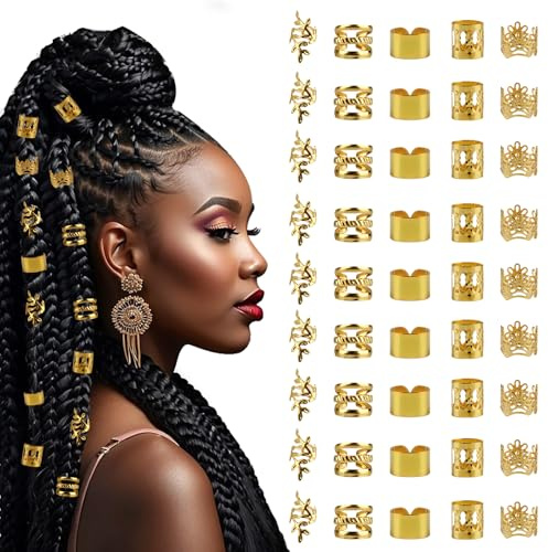 250 Pcs Anillos para Rastas, Argollas Pelos, Accesorios Pelo Mujer Dorado, Anillos de Trenza de Pelos, Clips Dreadlocks Accessori per Capelli Decorar el Cabello de Hombres y Mujeres