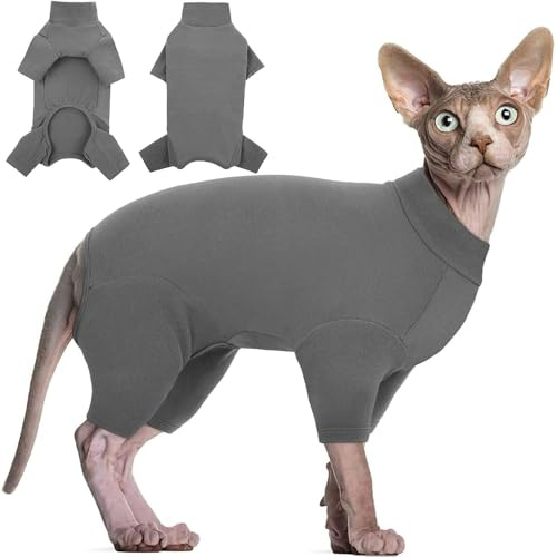 XFSRG Body Gatto Post Operatorio Lunghe Abbigliamento per Gatto Sterilizzazione Tutina Gatto Post Operatoria per Ferite Addominali o Malattie della Pelle per Impedire Leccare Ferita