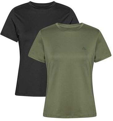 DANISH ENDURANCE T-Shirt de Sport Technique Femme, Lot de 1 ou 2 | T-Shirt de Sport Technique, Respirant et Extensible, Sans Étiquette, pour la Course et l'Entraînement