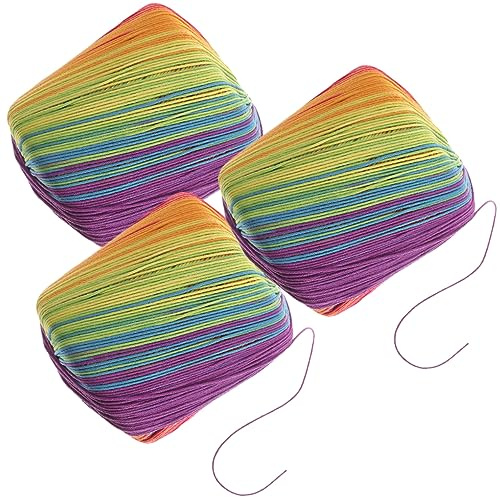 Angoily 3 rolls of colourful cotton yarn, hand knitting material for DIY crafts and crochet accessories, versatile for sofa cushions, cushion covers, blankets and DIY work