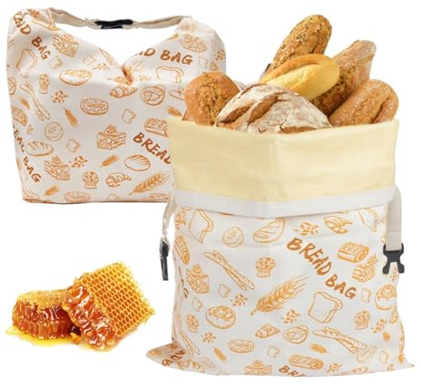 GYYXH 2 bolsas de pan reutilizables de cera de abejas para mantener frescos el pan y los productos horneados
