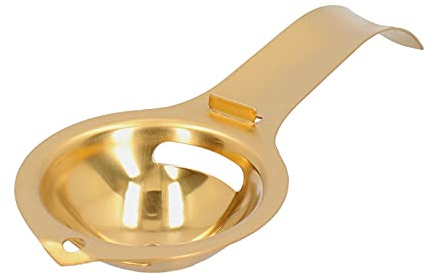 Äggseparator i rostfritt stål |Långt handtag passar alla skålar/koppar/behållare |Äggula White Separator Sil för bakning/matlagning/restauranger |Inbyggd äggknäckare (Äggvita separator-guld)
