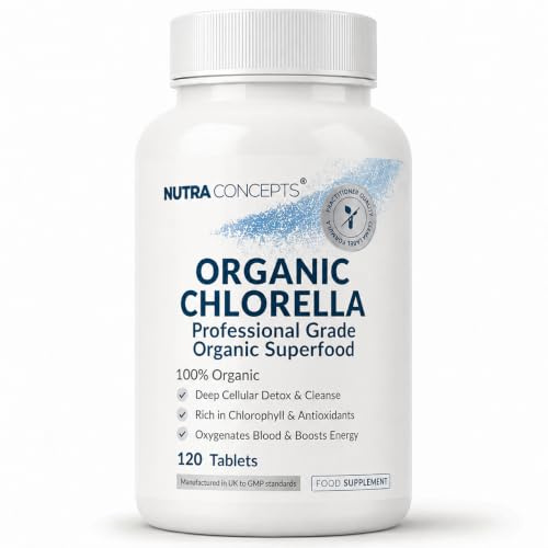 Nutraconcepts Chlorella - 120 Vegan Tablets - Immune, Liver & Digestive Support - Deep Cellular Detox - Rich in Chlorophyll & Antioxidants - Energy Boosting - Natural Superfood - UK Made