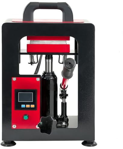 mindmed Hydraulische Rosin Presse 5 Tonnen Manuelle Wärmepresse mit Doppel-Heizplatten & Digitaler LED-Anzeige, Temperatur regelbar für Extraktion von Kräutern und Pollen, Kompakte Tischpresse (Rot)