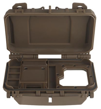 Taktisk Telefonförvaringsbox, MOLLE Bröstmonterad Telefonhållare med Visningsfönster och Snabböppning för Airsoft(Brown)