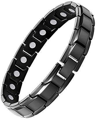 Feraco Mens Magnetic Bracelet, Effective Titanium Steel Magnet Bracelets with Sizing Tool, Black