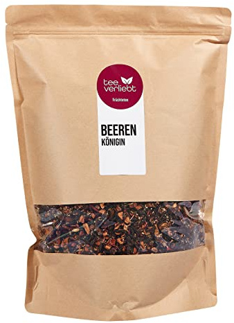 teeverliebt - Loser Früchtetee Beerenkönigin 1000 g I Früchtetee lose I leckere Komposition der Tee-Mischung mit Himbeeren Erdbeeren Brombeeren I hochwertiger Tee lose 1 kg