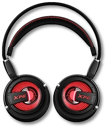 ADATA XPG PRECOG Gaming Headset with Microphone, Dual Dynamic Electrostatic Drivers, Hi-Res Audio Certified, FPS Mode, Virtual 7.1 Surround Sound, Music Modes, Red LED, for Switch PC PS4 Xbox, Black
