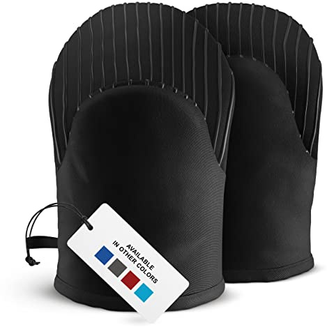 Big Red House - Silicone Mini Oven Mitts - Black Set of 2 - Heat Resistant to 536 F / 280 C Kitchen Gloves Professional Grade Pot Holders for Cooking Baking