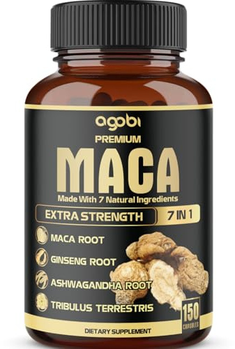 7in1 Premium Maca Root Capsules - with Ashwagandha, Ginseng, Tribulus, Shilajit, Shatavari & Black Pepper - Natural Energy, Performance & Mood Support - 150 Counts for 5 Months