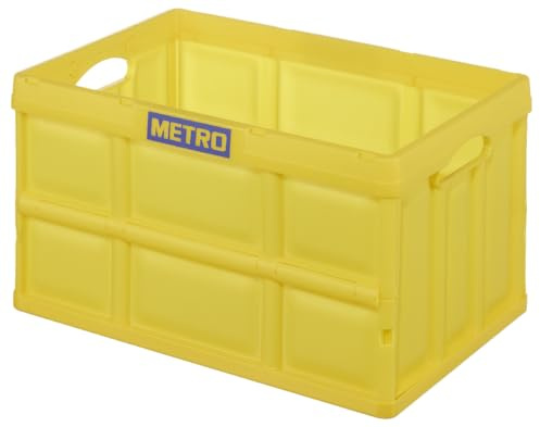 METRO Professional Klappbox ohne Deckel 62 Liter, 58.5 x 39 x 32.5 cm, Hartplastik, Transportbox, max. 50 kg, Gelb | Faltbar | lebensmittelecht | recycelbar