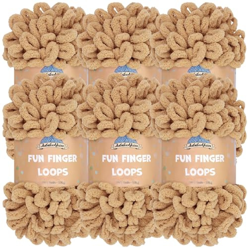 JubileeGarn med roliga fingerslingor – polyester jumbo viktögla – 100 g/skein – sand – 6 nystan