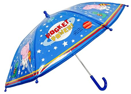 Ombrello per bambini – motivo George, antivento e impermeabile, bastone leggero con manico adatto ai bambini, resistente PVC in poliestere resistente, età 3-7 anni