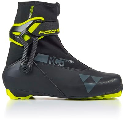 Fischer RC5 Skate Mens Cross Country Race Ski Boots, Black/Yellow, 46
