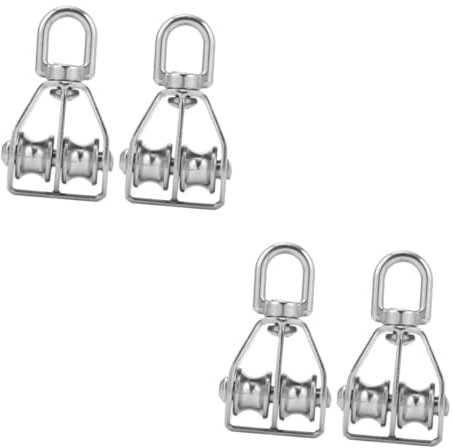 ULTECHNOVO 4 Stück Riemenscheibe aus Edelstahl drehbarer Flaschenzug doppelte Schwenkrolle Seilzug laufrollen schwerlast Schlepprolle Zubehör für Transportzubehör Riemenscheiben Edelstahl 304