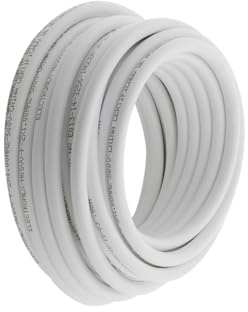 Blendend Enrollador de manguera tubular 3x1,5mm blanca 10m: perfecto para riego y tareas jardineras, es resistente y flexible, asegurando un uso eficiente. Facilita el manejo y el almacenamiento.