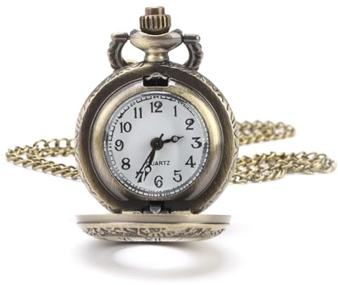Modern Vintage Pocket Watch with Chain, Quartz Roman Numerals Steampunk Antique Design Men's Pocket Watch Gift for New Year Birthday, Wedding, Anniversary, Valentine's Day, Father's Day