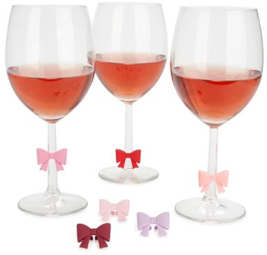 Balvi Segna Bicchieri Coquette 6 segna Bicchieri a Forma di Fiocco di Diversi Colori Plastica PVC