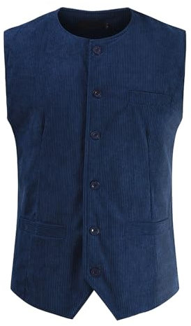 SRZYMJ Herren Fischgräten Tweed Anzug Vintage Weste Wolle schlanke Passform Abschlussball Weste Dunkelblau Knöpfen Gilet Business Anglerweste Herren Lederkombi 2 Teiler Herren Blazer Herren