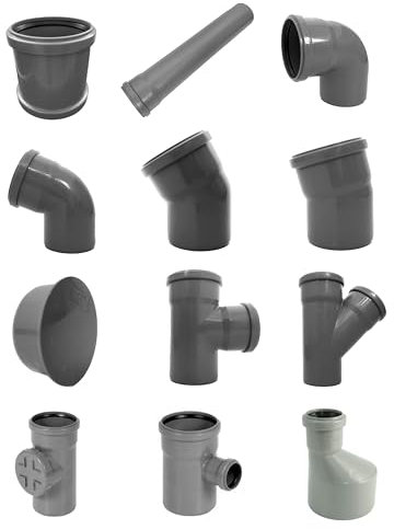 HT Bogen DN 50/90 87° Grau | Bogen mit Dichtung | Gummidichtung | Abwasser Installation | Kanalrohrsystem