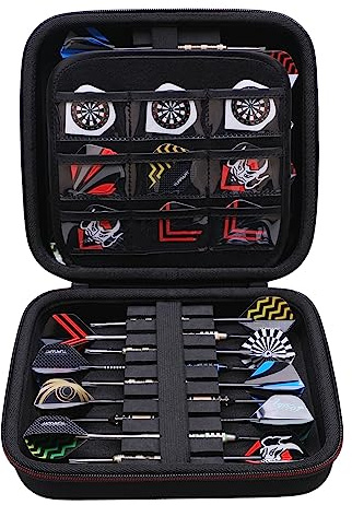L LTGEM Darts Case Compatible with All Specifications of Darts Steel Tip and Soft Tip Darts, Plastic Darts, Holds 18 Darts and Extra Accessories, Tips, Shafts and Flights(Only Case)