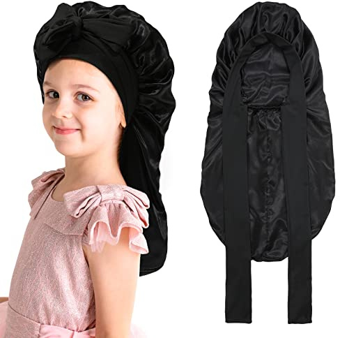 SECRET AROMA Bonnets Longs en Satin pour Filles, avec élastique, pour Cheveux bouclés et naturels