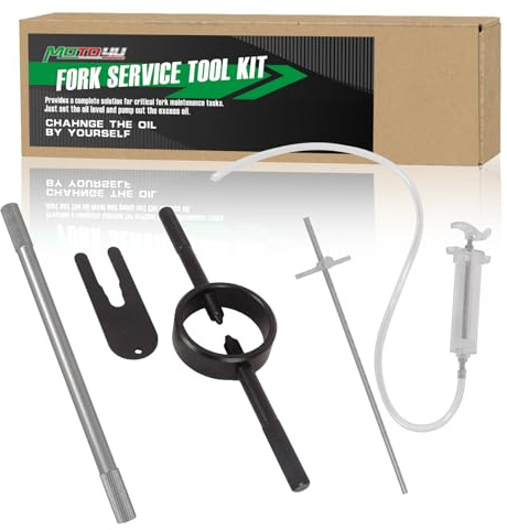 MOTO4U Upgrade Motorcycle Fork Service Tool Kit,Fork Maintenance Tool Set,Motorcycle Fork Oil Tool Set - Fork Oil Level Tool,Damper Rod Bleed Tool and Fork Spring Compressor (3PCS)
