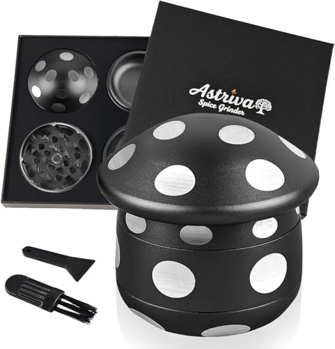 Grinder in metallo, grande tritatutto in alluminio, 63 mm, set da 4 pezzi, macinaspezie con raschietto e spazzola in plastica, macinino per polline e spezie, erbe aromatiche