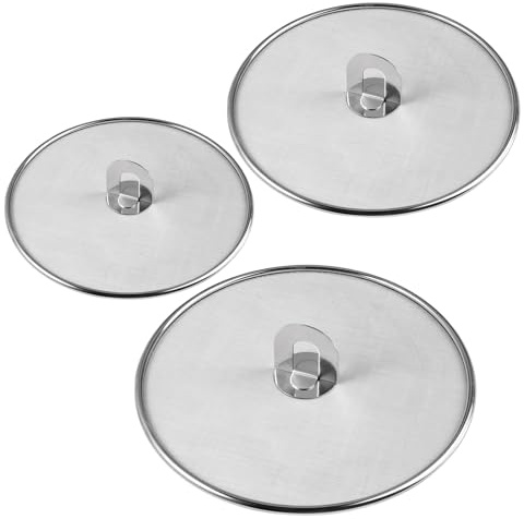 TESSTSY 3 Stück Spritzschutz Pfannen Edelstahl 33 cm/29 cm/25 cm