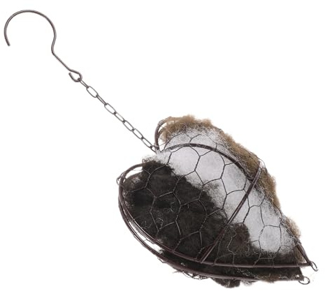Kisangel Caja Nido Corazón Colgante para Pájaros Material Natural para Anidar, Refugio Invierno para Aves Silvestres, Soporte Rellenable para Jardín y Patio, Kit de Anidación para