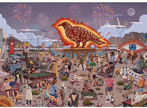 HUADADA 1000pc Surreal Jigsaw Puzzle-Wilderness Carnival | Eco matte oil print, eye strain relief, tight puzzle piece fit, vibrant colours,gifts for men women