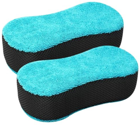 Biltvättsvamp i 2-pack med dubbelsidig design, rengöring | Biltvättsvamp för skonsam fordonsskötsel, dubbelsidig rengöringsapparat i 2-pack | skummaterial med puts