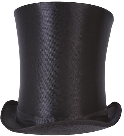 P’TIT CLOWN - Chapeau Feutre Haut de Forme - Adulte, Unisexe - Chapeau Byron - Accessoire Déguisement Magicien, Détective - Pour Compléter Costume carnaval, Halloween, Cosplay, Fête à Thème - Noir