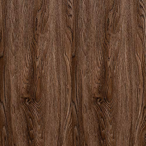 FENTIS Papier Peint Autocollant Effet Bois Marron Foncé Gris Foncé à Rayures Épaisses à Décoller et à Coller Rouleau Amovible pour Porte de Cuisine Placard Bar Comptoir 40 x 200 cm