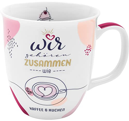 GRUSS & CO Tasse Motiv Wir gehören zusammen | Sprüchetasse, Porzellan, 40 cl | Geschenk Freund, Freundin, Liebe | 47899
