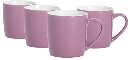 Argon Tableware Coloured Coffee Mugs - Purple - 350ml - Pack of 4 - Gloss Ceramic Stoneware Latte Cappuccino Cups Hot Chocolate Cups Colourful Mug Set with Handle