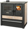 ProTermo Kaminofen Panonia in Beige mit Abzug Links - 10,54 kW Heizleistung - 90x51x85 cm Holzofen mit Backfach und Herdplatte [Energieeffizienzklasse A+] ohne selbstschließender Tür - Bauart 2