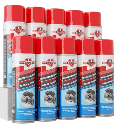 BÖRFH Bremsenreiniger - (10er Pack 500ML) Acetonfrei Bremsenreiniger für Scheiben, Beläge, Bremssättel, Federn, Rotoren und Kupplung, Teilereiniger, Industrieteilereiniger