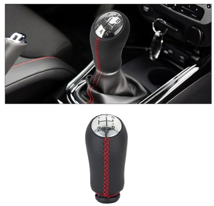 CGEAMDY Auto Schaltknauf Universelle, Leder Manueller Schaltknauf Auto Schaltknauf Handball, Auto Getriebekopf Für Manuelles Schaltgetriebe Kraftfahrzeuge(Rot)