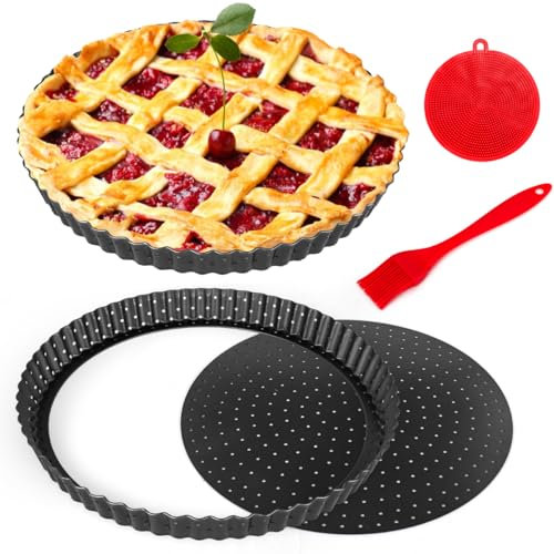 Gutsdoor Pie, Tart & Quiche Pan with Removable Bottom Nonstick Round Quiche Baking Dish Pie Pans for Baking Kitchen (11 Inch)